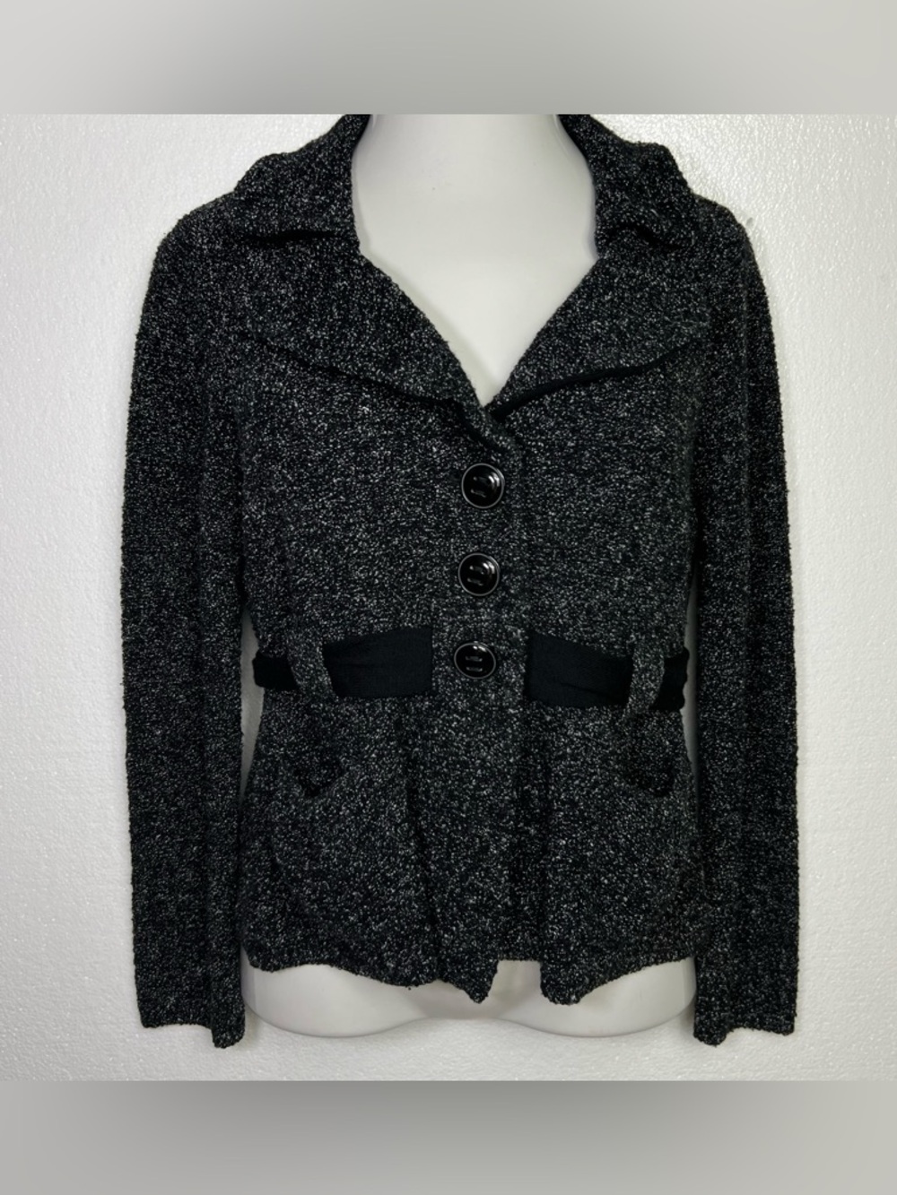 CLASSIQUES ENTIER Boucle Knit Blazer light jacket stretch coat tweedy size L
